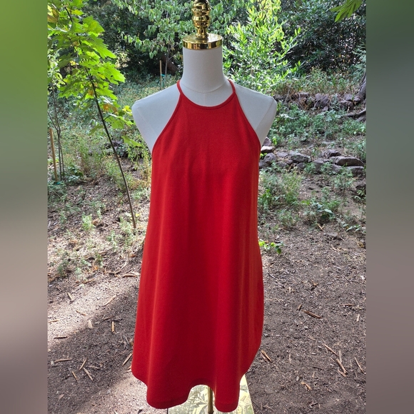 Zara Dresses & Skirts - Zara Trufalac Burnt Orange Halter Neck Dress‎ Size Small